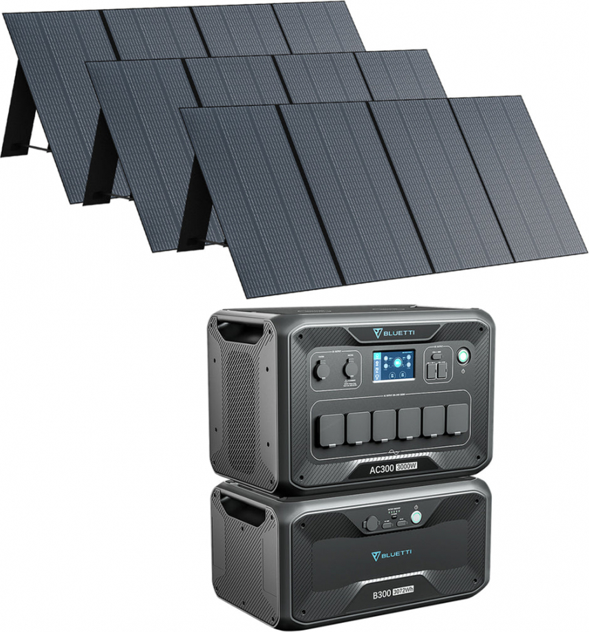 Bluetti AC300 + B300 + 3*PV350 saules ģeneratora komplekts