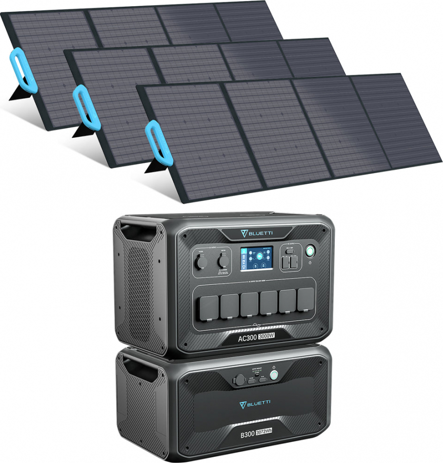 Bluetti AC300+B300+3*PV200 saules ģeneratora komplekts