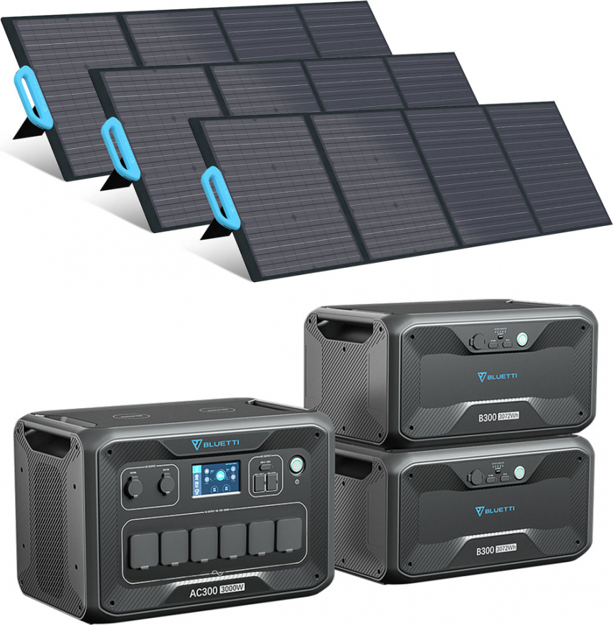 Bluetti AC300 + 2*B300 + 3*PV120 saules ģeneratora komplekts