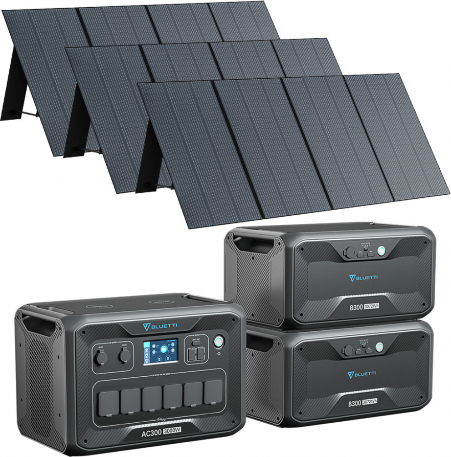 Bluetti AC300 + 2*B300 + 3*PV350 saules ģener...