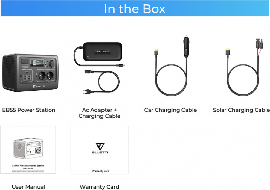 Bluetti poweroak EB55 pārnēsājamā saules elektrostacija | 700W 537Wh