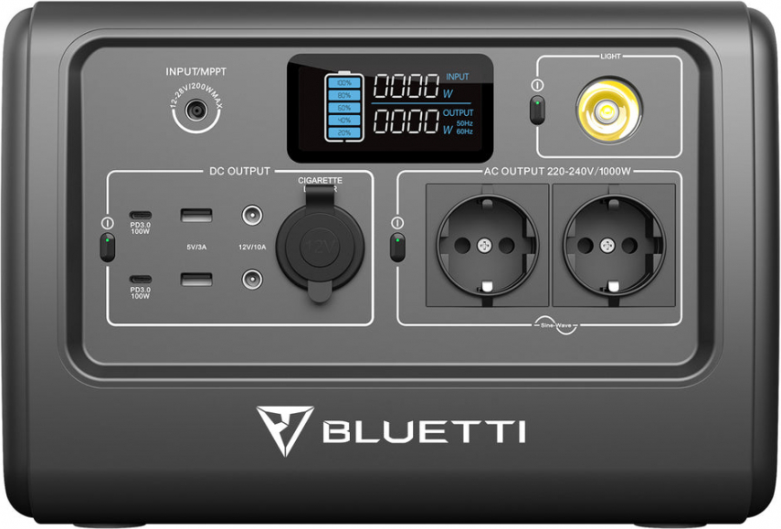 Bluetti poweroak EB70 pārnēsājamā saules elektrostacija|1000W 716Wh